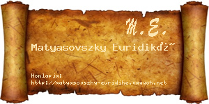 Matyasovszky Euridiké névjegykártya